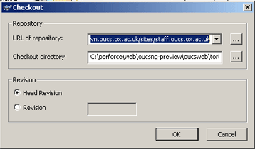 Checkout screen showing a directory path