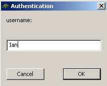 The username screen