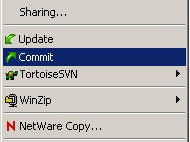 Selecting the commit option from the menu