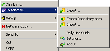 Additional TortoiseSVN menu options in Windows Explorer